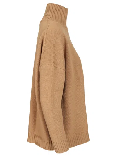 Weekend Max Mara Wool Turtleneck Sweater Knitwear Brown In Brown