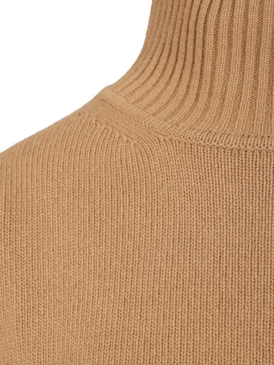 Weekend Max Mara Wool Turtleneck Sweater Knitwear Brown In Brown