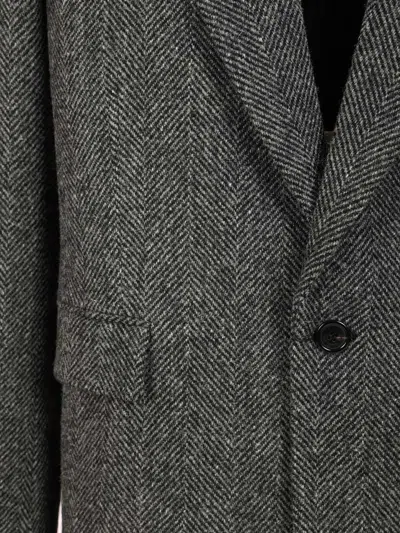 Saint Laurent Oversized Single-breasted Herringbone Wool Jacket In Gold
