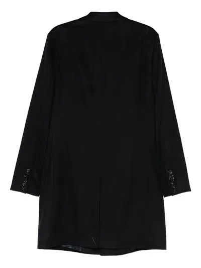 Hugo Boss Structured Blue Coat With Tailored Design In Black