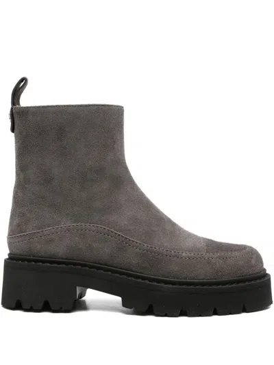 Ea7 Emporio Armani Suede Leather Boots In Gray