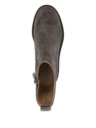 Ea7 Emporio Armani Suede Leather Boots In Gray