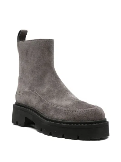 Ea7 Emporio Armani Suede Leather Boots In Gray