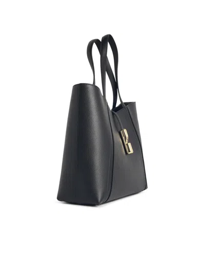 Furla Dual Top Handles Structured Silhouette Shoulder Bag In Black