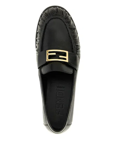 Fendi Nappa Leather Baguette Loafers Fringe Detail In Multi