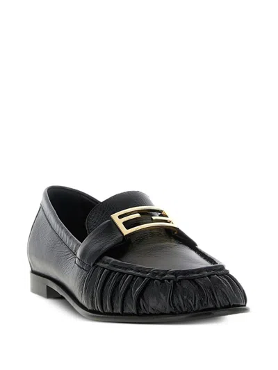 Fendi Nappa Leather Baguette Loafers Fringe Detail In Multi