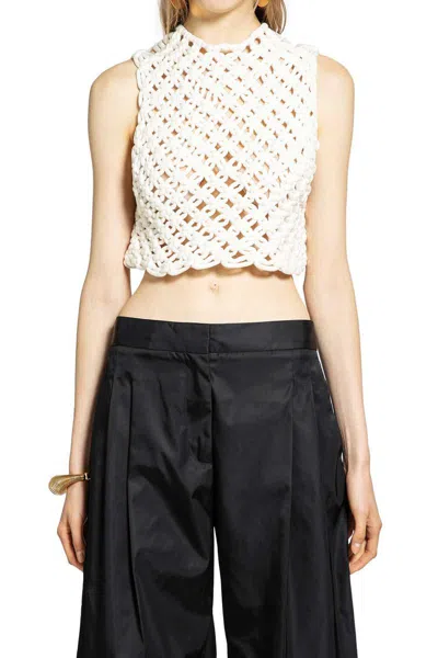 Alaïa Womens Alaia Square Crop Cotton-blend Top In Neutral