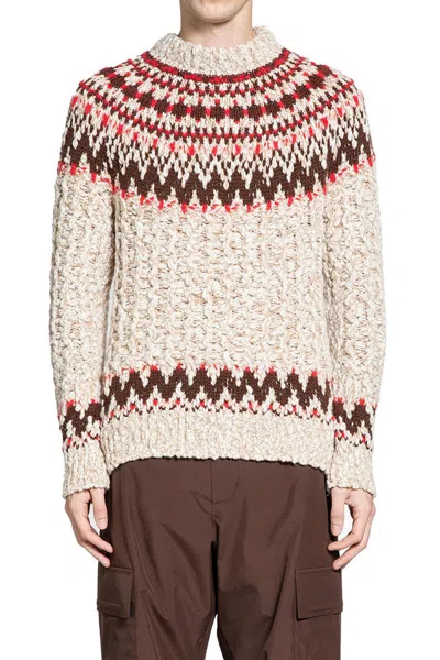Moncler Jacquard Wool Blend Sweater With Geometric Pattern In Multi