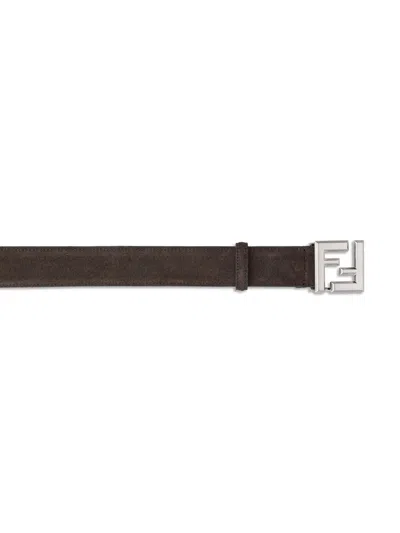 Fendi Men Squared Ff Belt In Brown