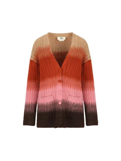 Fendi Gradient Mohair And Wool Oversized Cardigan Clothing In Multi