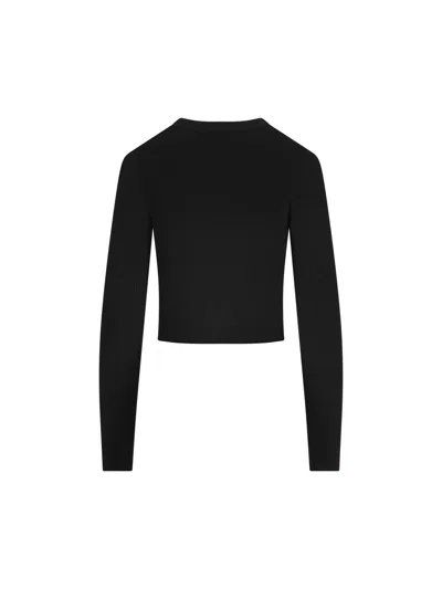 Diesel Ribbed Viscose Top With Oval D In Black