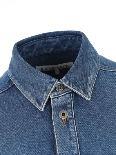 Loewe Long Sleeve Denim Shirt With Chest Pocket In Blue