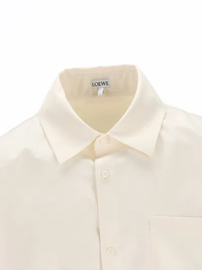 Loewe Men Cotton Shirt With An Embroidered Anagram Logo In White
