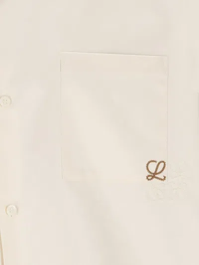 Loewe Men Cotton Shirt With An Embroidered Anagram Logo In White