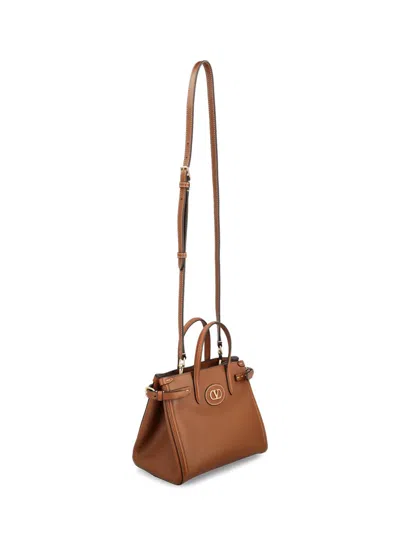 Valentino Garavani Brown Leather Antibes Shopping Bag