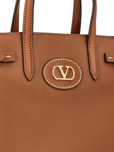 Valentino Garavani Brown Leather Antibes Shopping Bag