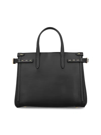 Valentino Borsa Tote In Pelle Nera Con Manici E Tracolla In Black