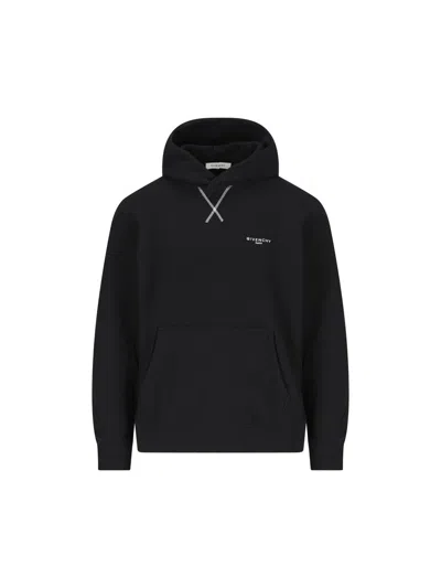 Givenchy Couture Seam Fleece Hoodie With Paris Embroidery Clothing In Black