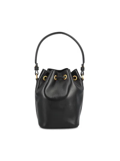 Valentino V-logo Drawstring Leather Bucket Bag In Multi