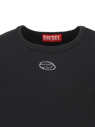 Diesel Slate Cotton M-anchor T-shirt In Black