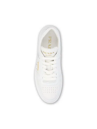 Prada Downtown Bold Leather Sneakers In White