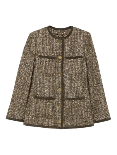 Golden Goose Coffee-colored Wool Tweed Jacket In Brown