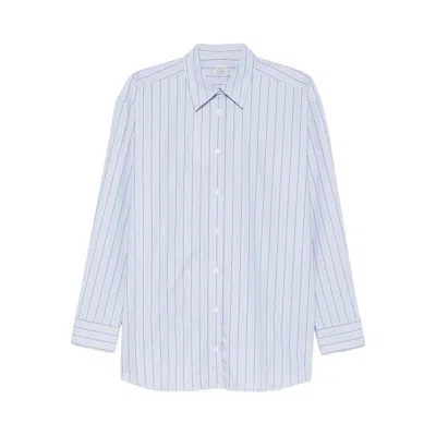 Totême Striped Cotton Shirt In Blue
