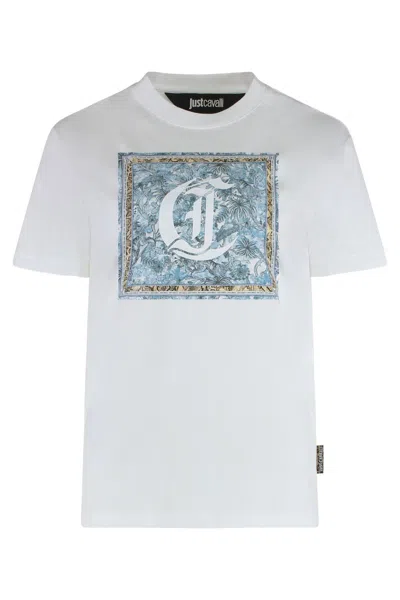 Just Cavalli T-shirt With Print In Neutral