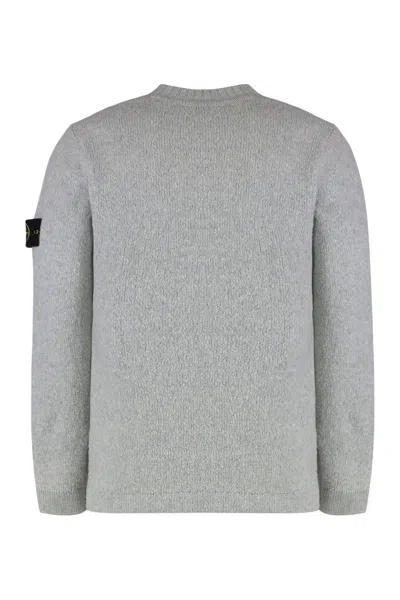 Stone Island All-over Ribbed Grey Wool Sweater In Gray