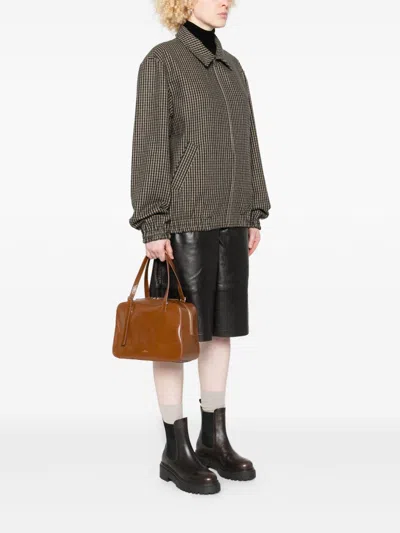 Apc Virginie Brown Shoulder Bag With Removable Shoulder Strap And Front Logo In Leather Woman