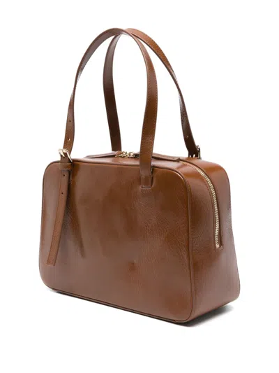 Apc Virginie Brown Shoulder Bag With Removable Shoulder Strap And Front Logo In Leather Woman