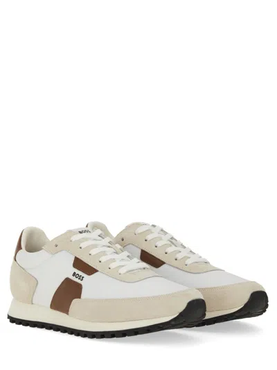 Hugo Boss Sneakers Panel Rubber Sole In Neutral
