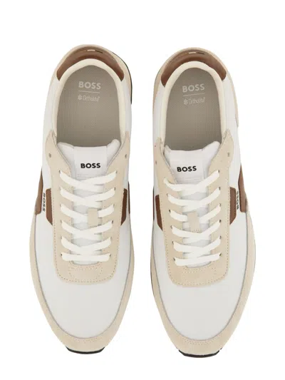 Hugo Boss Sneakers Panel Rubber Sole In Neutral