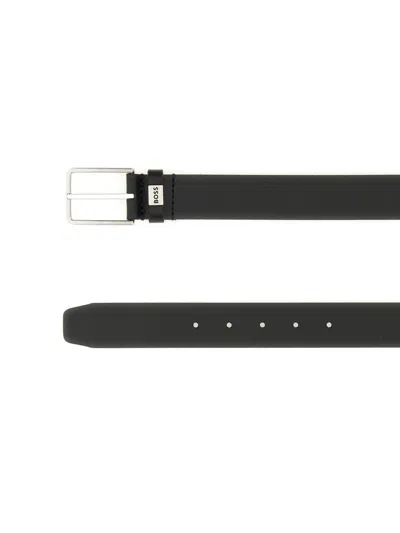 Hugo Boss Adjustable Leather Belt For Versatile Wear In Black