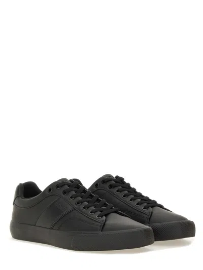 Hugo Boss Lace-up Panelled Sneakers In Black