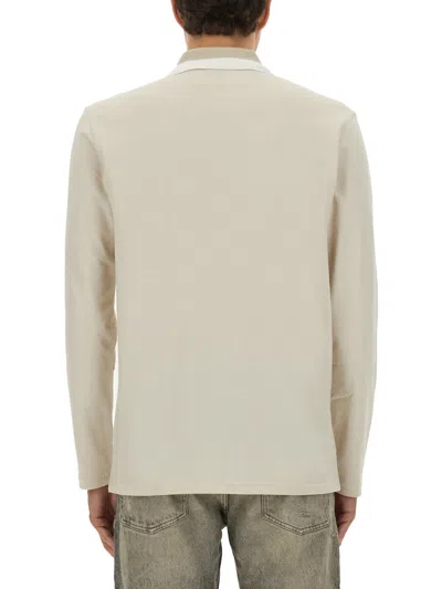 Hugo Boss Beige Solid Shirt Collar Polo In Neutral