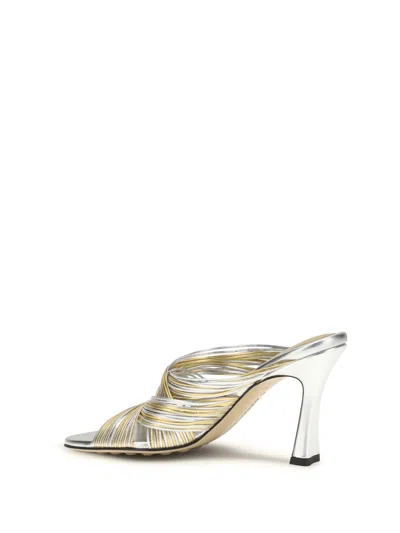 Bottega Veneta Women Rana Mules Sandals In Silver