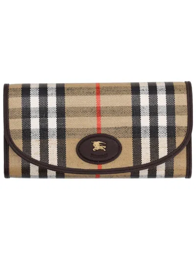 Burberry Womens Sand Highlands Continental Cotton-blend Wallet In Multi