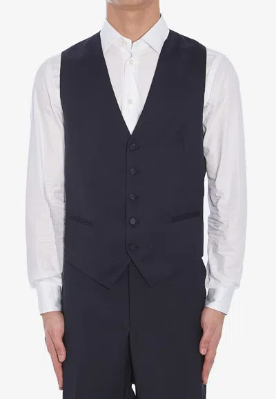Tagliatore Button-up Wool Waistcoat In Blue