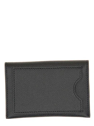 Ferragamo Leather Cardholder Gold-tone Hardware In Black