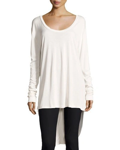 Knot Sisters Stadium Scoop-neck High-low Tee, Off White