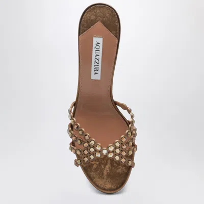 Aquazzura Tequila 75 Leather Sandals In Gold