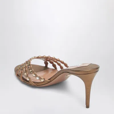 Aquazzura Tequila 75 Leather Sandals In Gold