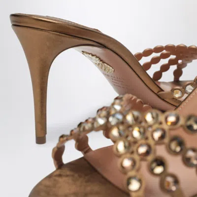 Aquazzura Tequila 75 Leather Sandals In Gold