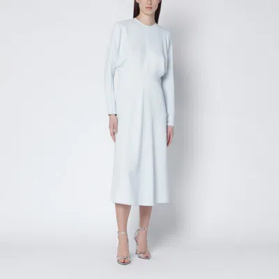Victoria Beckham Midi Dress With Long Sleeves Round Neckline In Blue