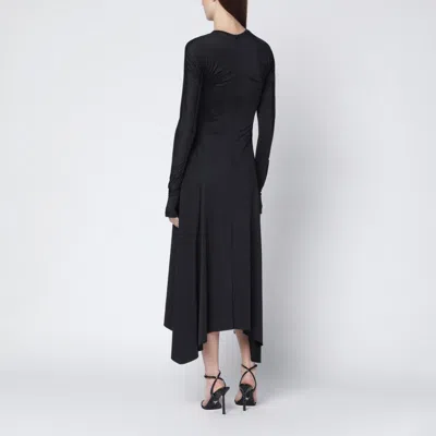 Victoria Beckham Asymmetric Midi Dress Long Sleeves In Black