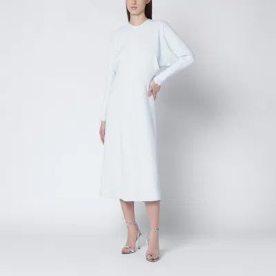 Victoria Beckham Midi Dress With Long Sleeves Round Neckline In Blue