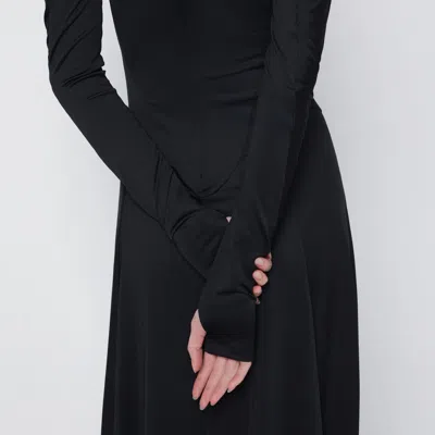 Victoria Beckham Asymmetric Midi Dress Long Sleeves In Black