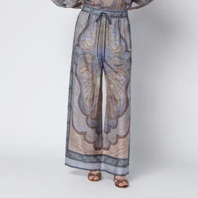 Zimmermann Wanderlust Paisley Relaxed Wide Leg Habutai Silk Drawstring Pants In Multi