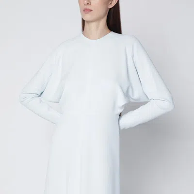 Victoria Beckham Midi Dress With Long Sleeves Round Neckline In Blue